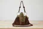 Italian Genuine Suede Leather Shoulder Bag with Adjustable Strap
