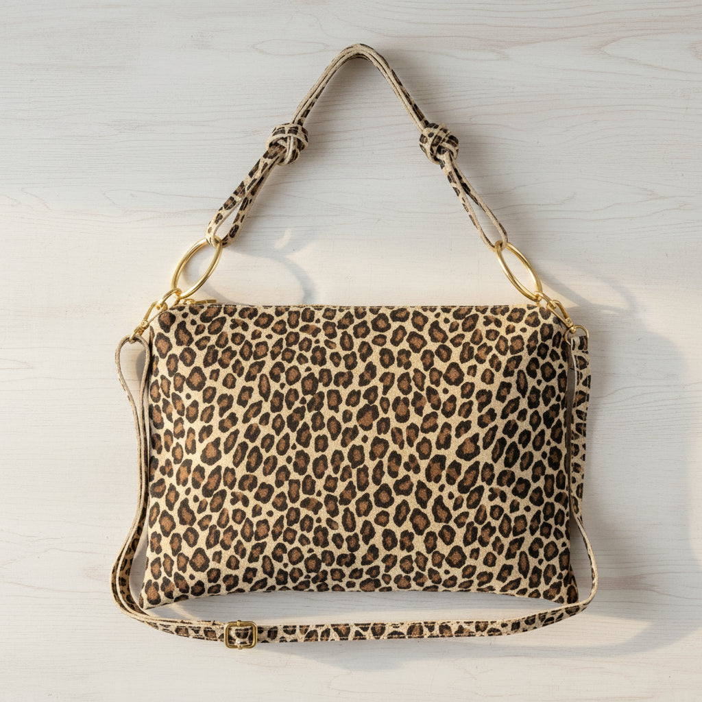 Italian Genuine Suede Leather Shoulder Bag with Adjustable Strap