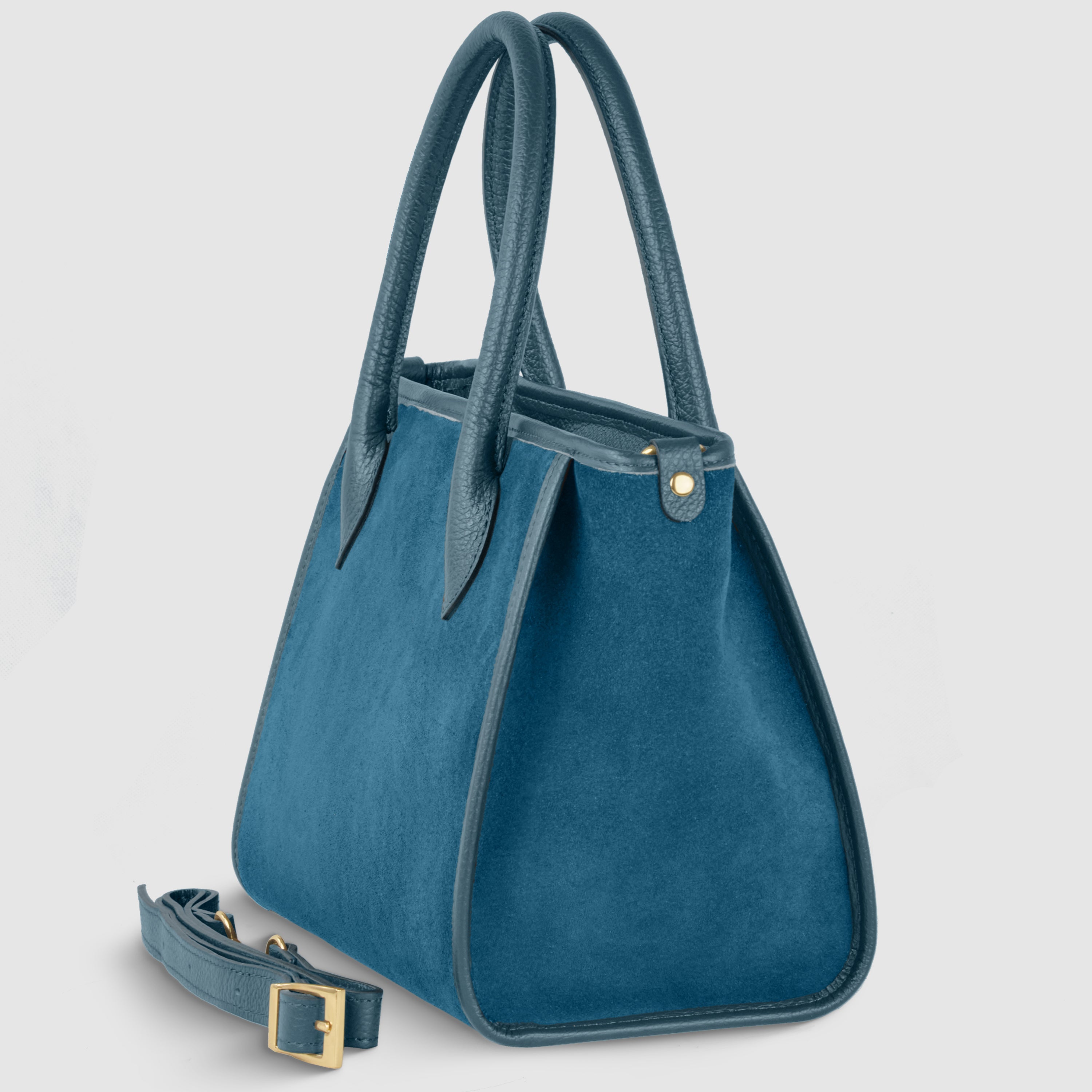 Italian Suede Top Handle Bag – Genuine Leather Crossbody Handbag for Women