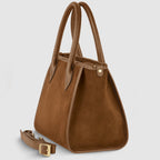 Italian Suede Top Handle Bag – Genuine Leather Crossbody Handbag for Women