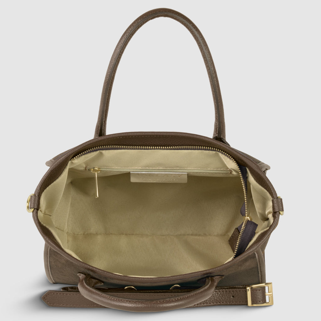 Italian Suede Top Handle Bag – Genuine Leather Crossbody Handbag for Women
