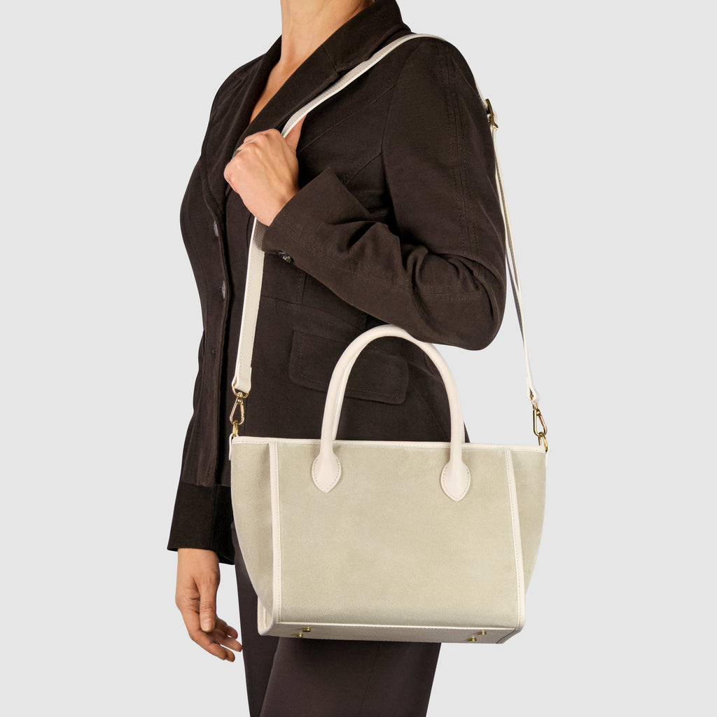 Italian Suede Top Handle Bag – Genuine Leather Crossbody Handbag for Women