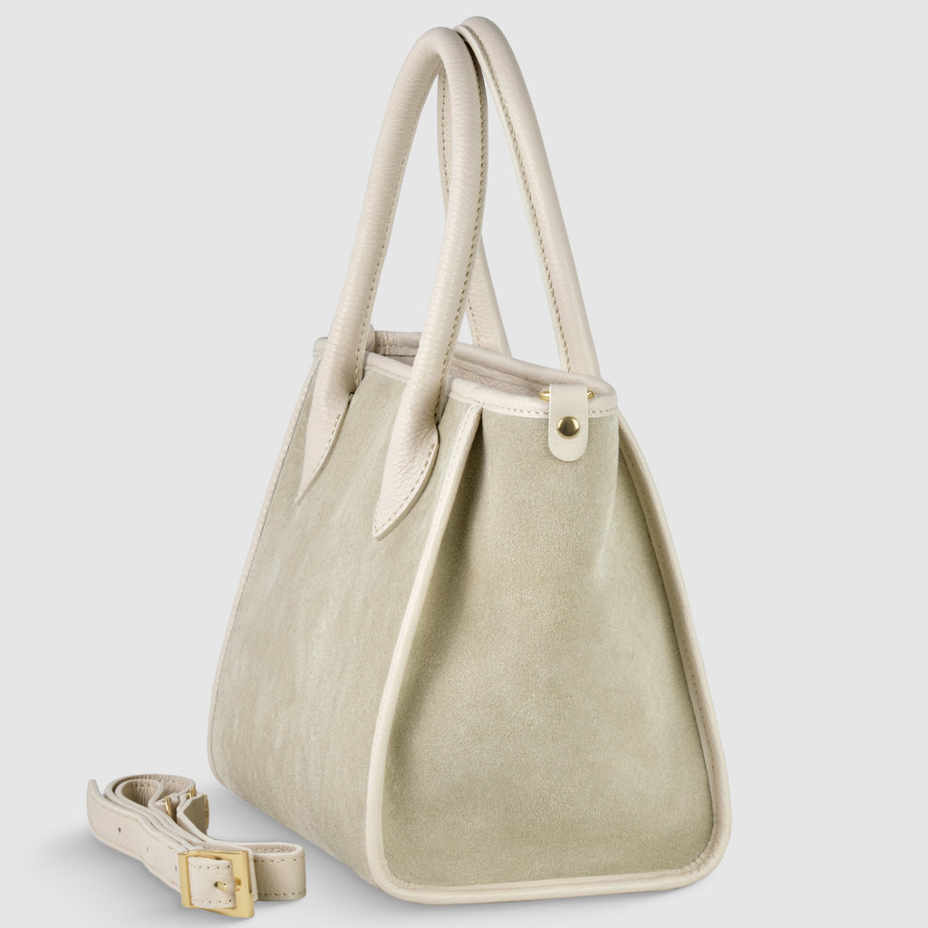Italian Suede Top Handle Bag – Genuine Leather Crossbody Handbag for Women