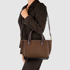 Italian Suede Top Handle Bag – Genuine Leather Crossbody Handbag for Women
