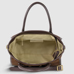 Italian Suede Top Handle Bag – Genuine Leather Crossbody Handbag for Women