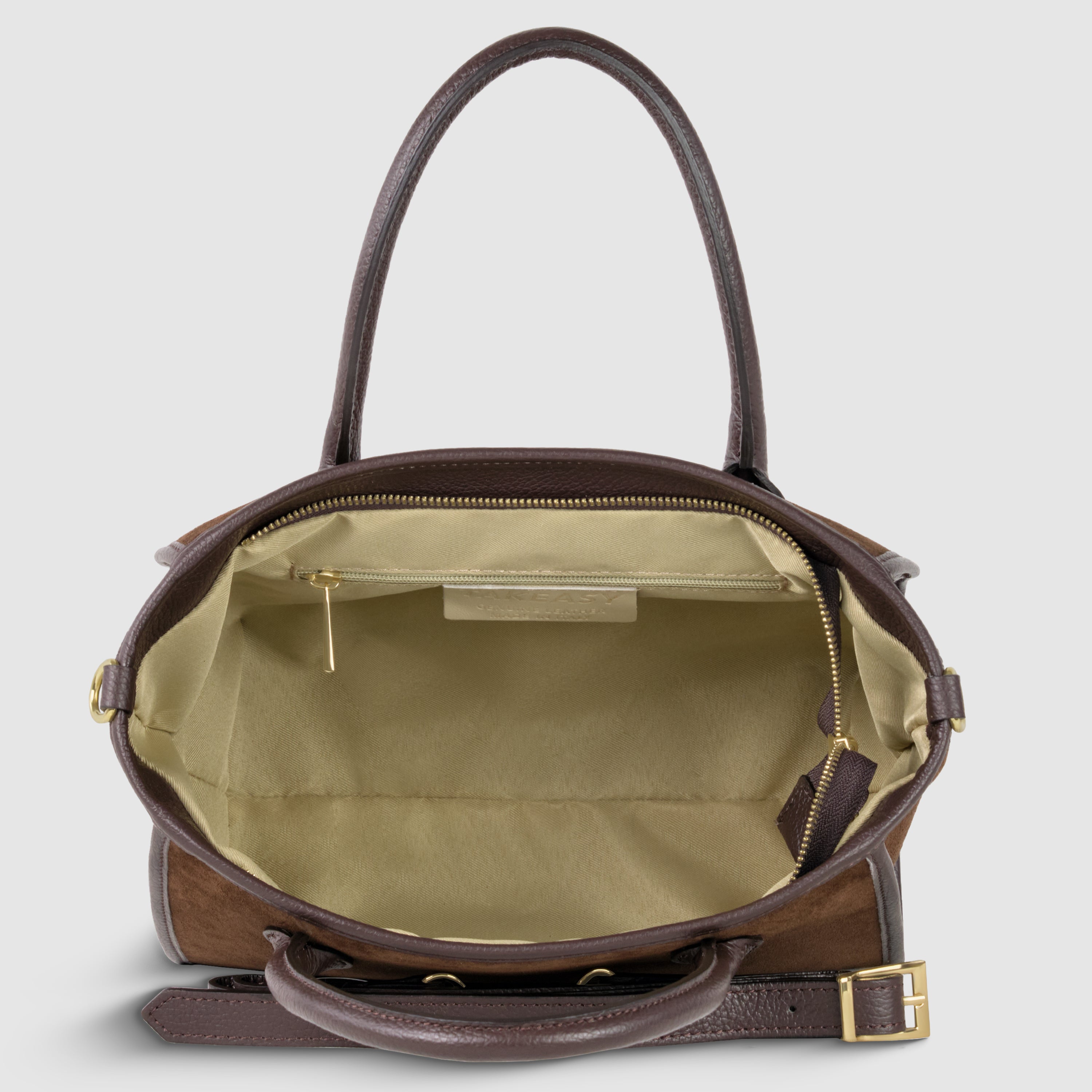 Italian Suede Top Handle Bag – Genuine Leather Crossbody Handbag for Women