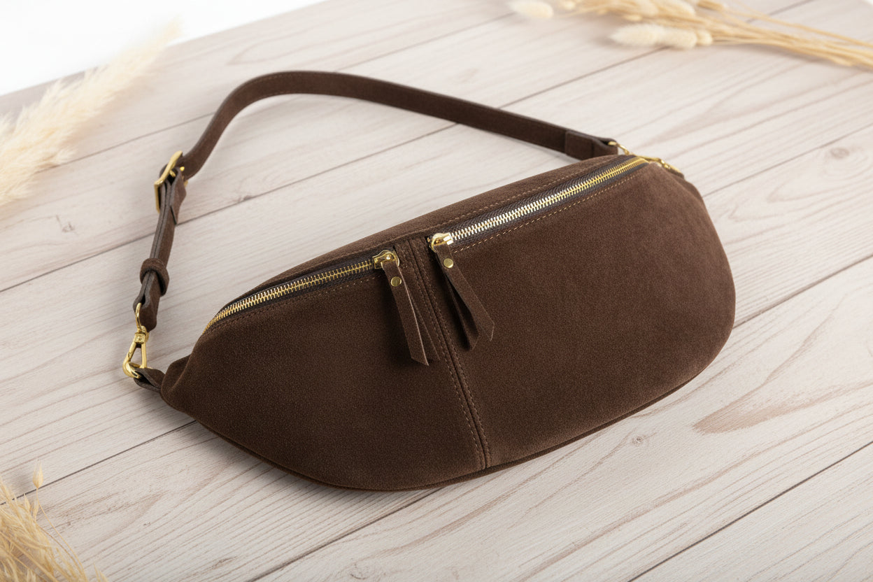 Italian Genuine Suede Crossbody Bag | Handcrafted Leather Purse