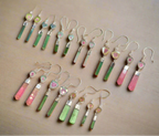 Set of colorful earrings with raw tourmaline crystals