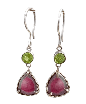 Watermelon Tourmaline Peridot Silver Sterling 