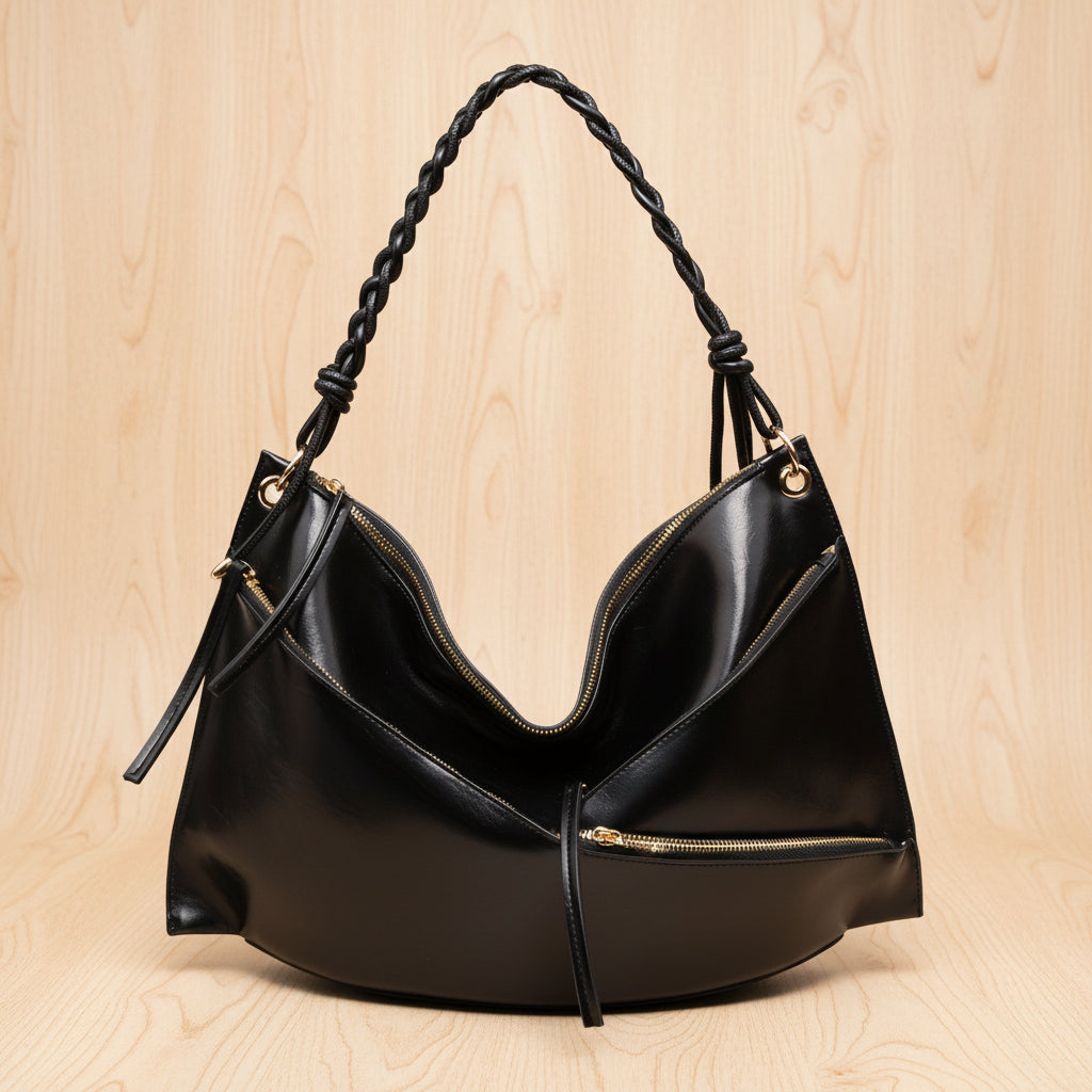 large woven handle shoulder bag handmade

