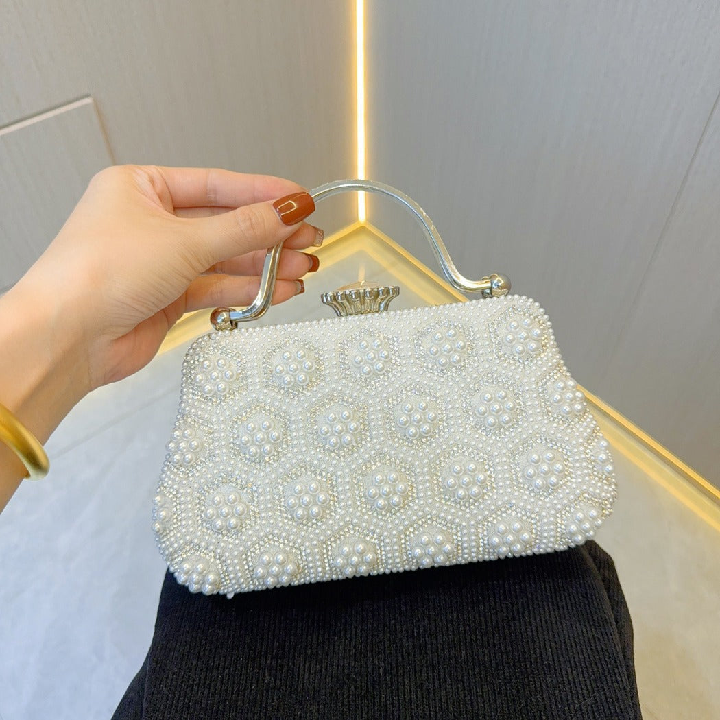 luxury pearl rhinestone party handbag