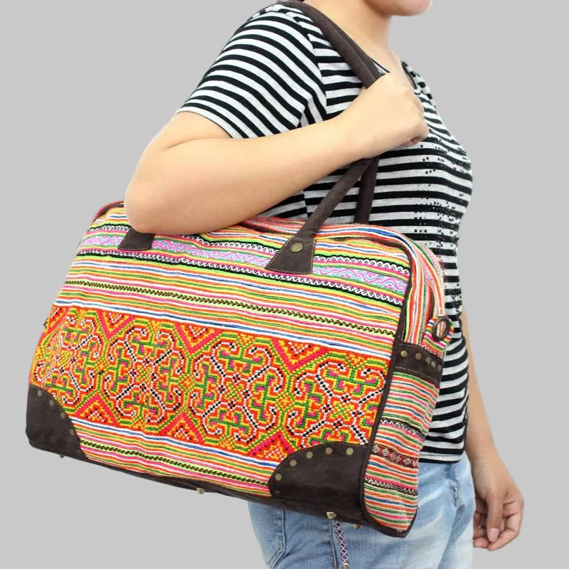 Buy Yellow Handmade boho weekender bag
