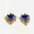 Traditional Blue Afghan Hoop Personalized Earrings | Wholesale Vintage Jewellery